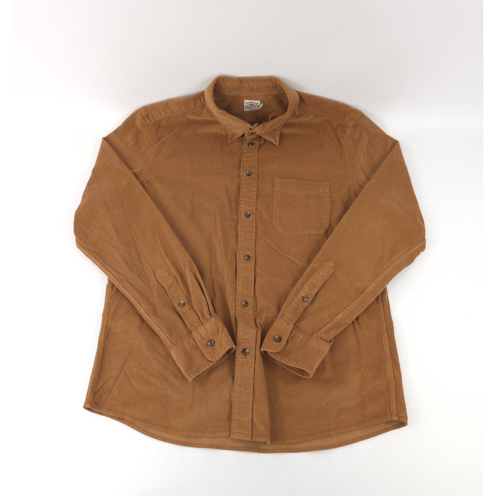 Faherty Stretch Corduroy Shirt Hickory Brown- Men's Large MWH2304-HKY